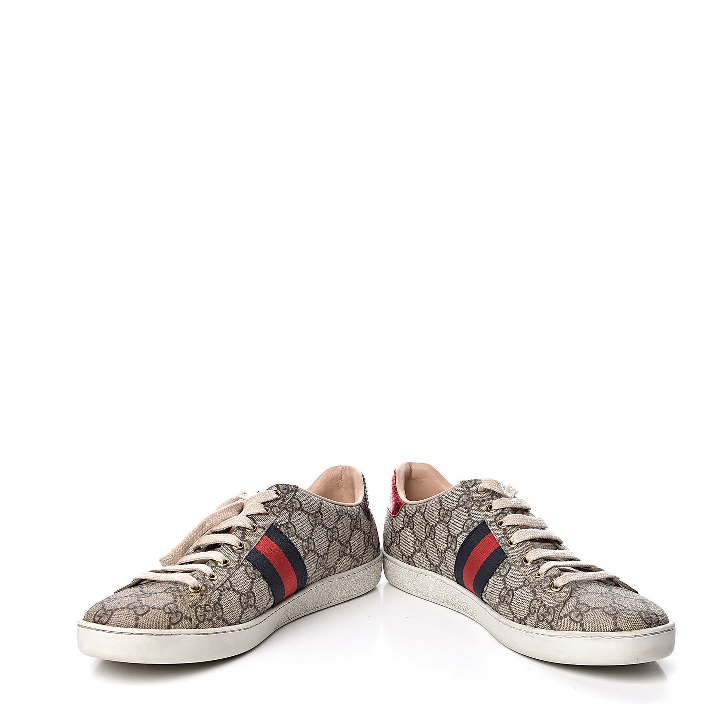 GG Supreme Monogram Womens Ace Low-Top Sneaker 42 Beige