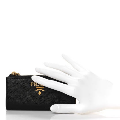 Prada Saffiano Metal Zip Around Key Holder Black 2 of 8