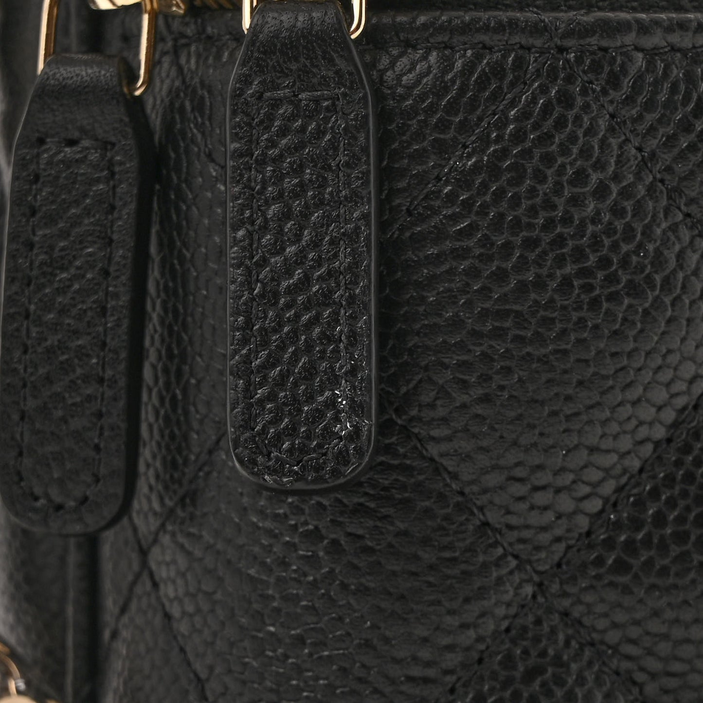 Caviar Quilted Small Tiny CC Vanity Case With Chain Black