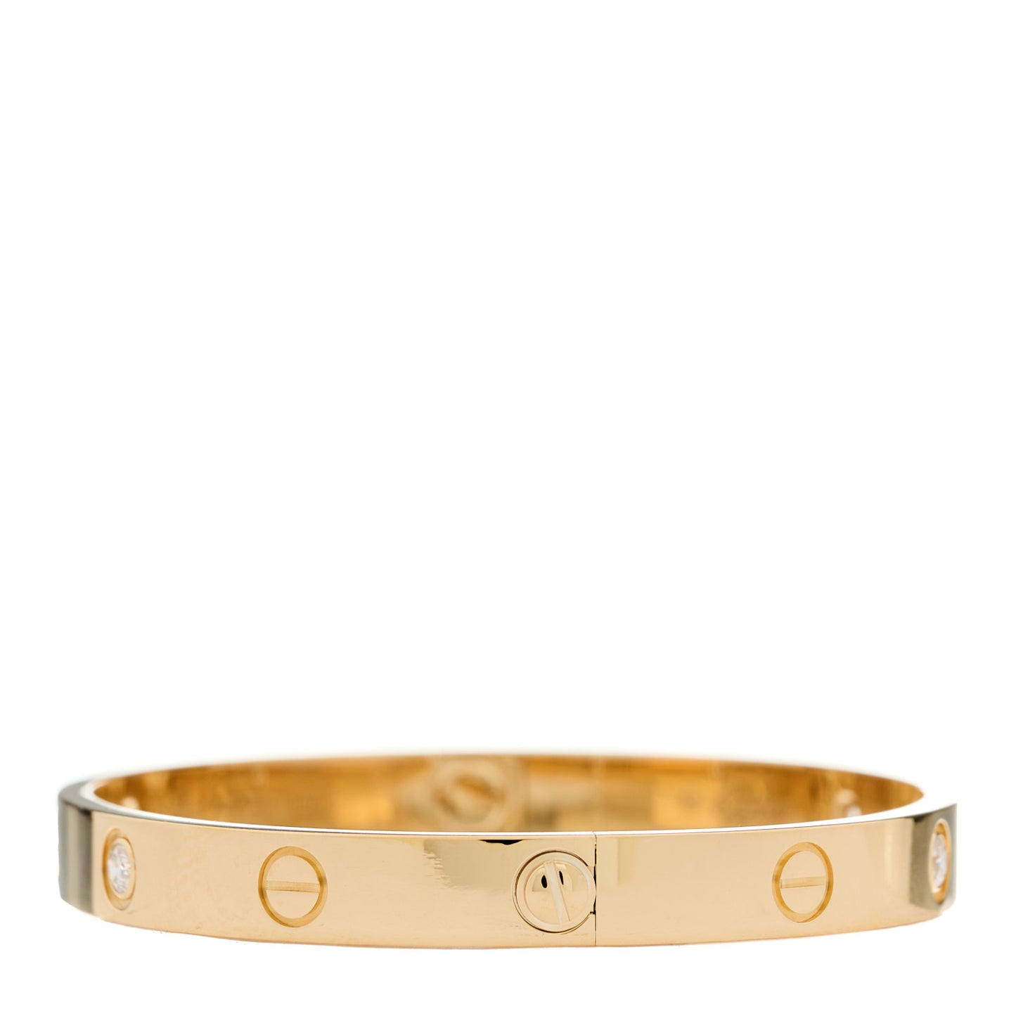 18K Yellow Gold 4 Diamond LOVE Bracelet 17