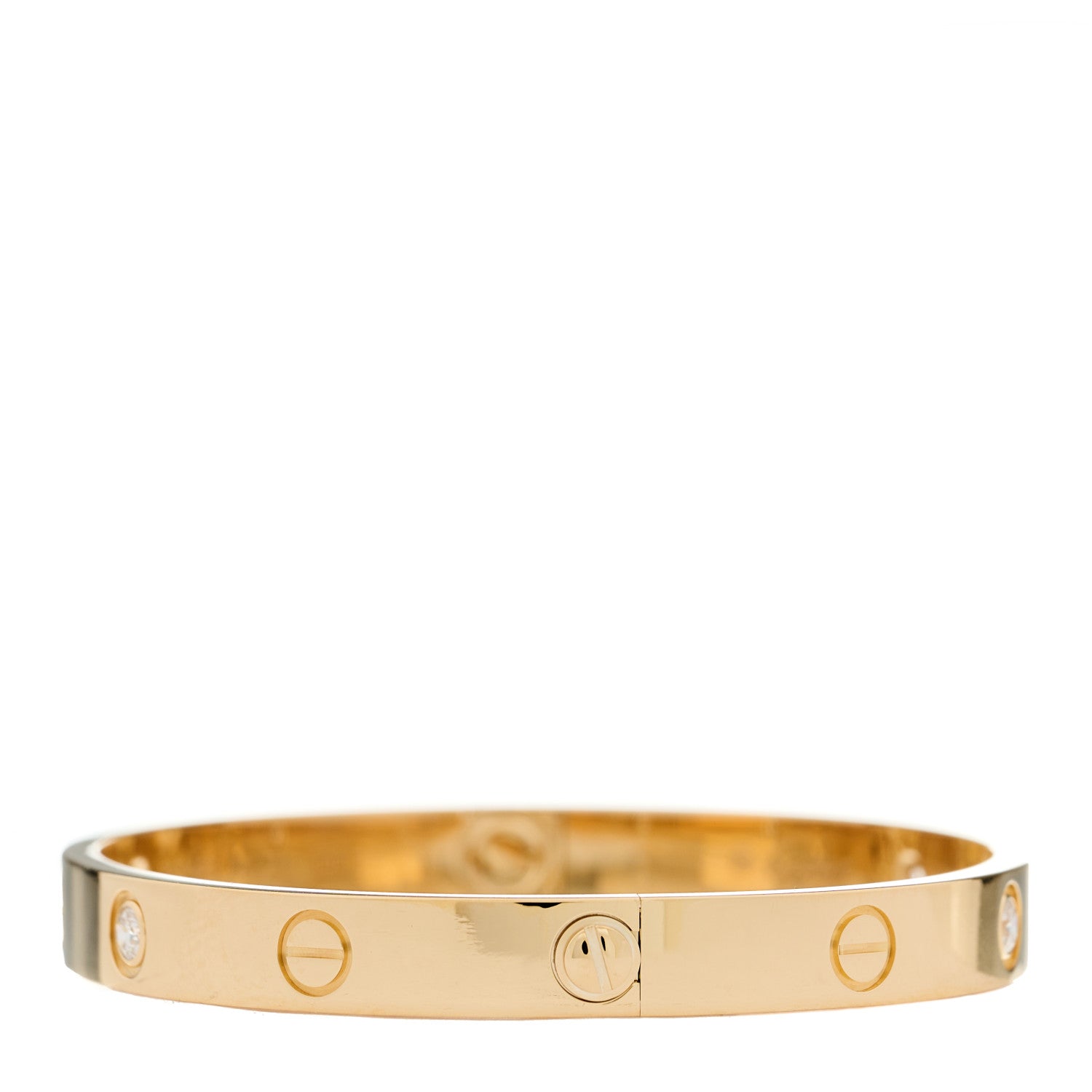 Cartier 18K Yellow Gold 4 Diamond LOVE Bracelet 17 3 of 8