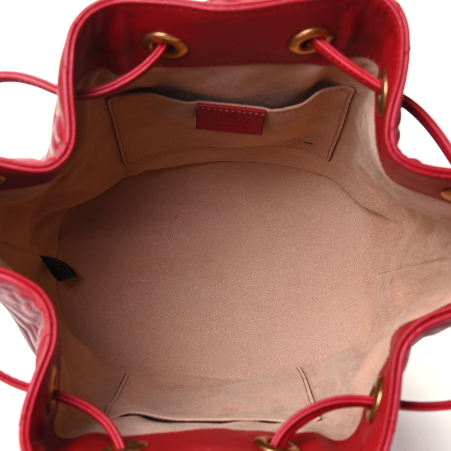 Calfskin Matelasse GG Marmont Bucket Bag Hibiscus Red