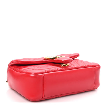 Gucci Lambskin Matelasse Small GG Marmont Shoulder Bag Bright Red 4 of 11