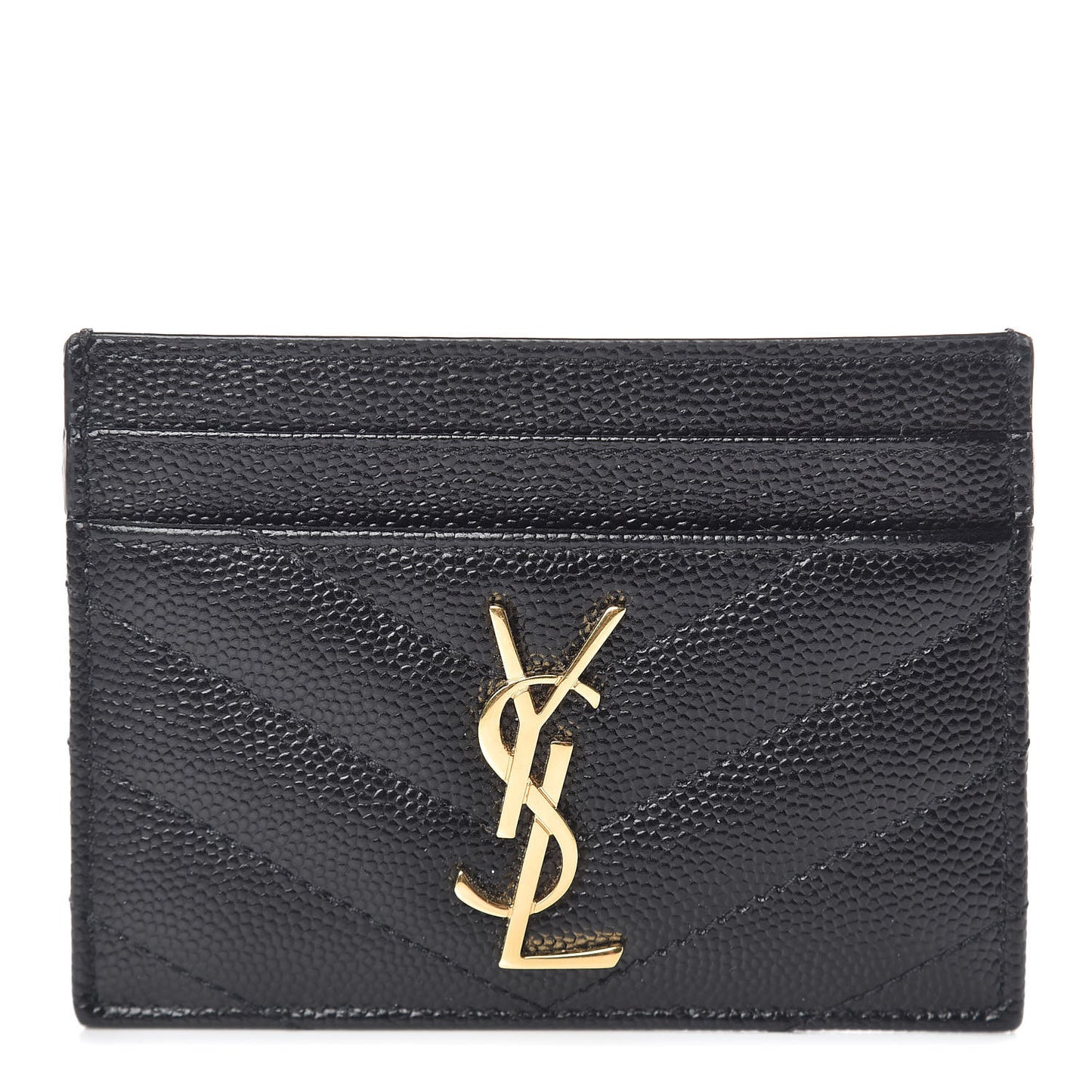 Grain De Poudre Matelasse Chevron Monogram Credit Card Case Black