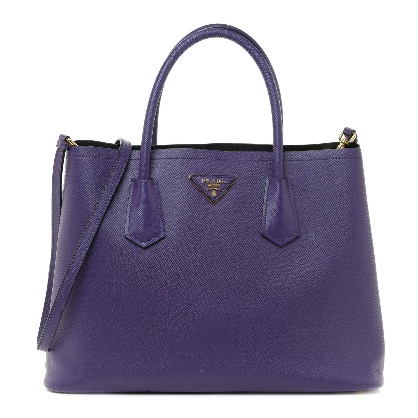 Saffiano Cuir Medium Double Bag Viola Black