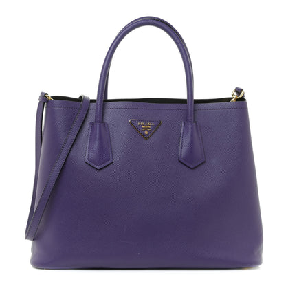 Prada Saffiano Cuir Medium Double Bag Viola Black 1 of 10