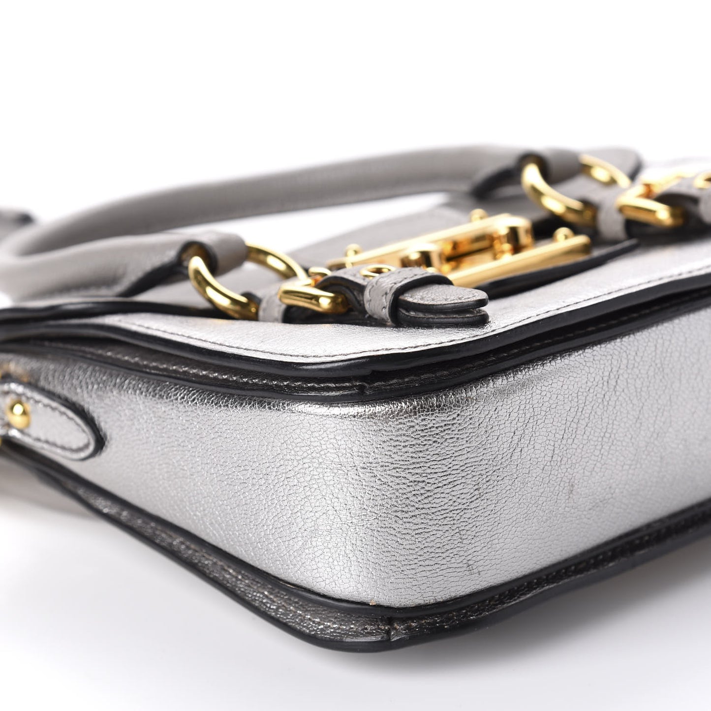 Metallic Goatskin Madras Crossbody Bag Chrome