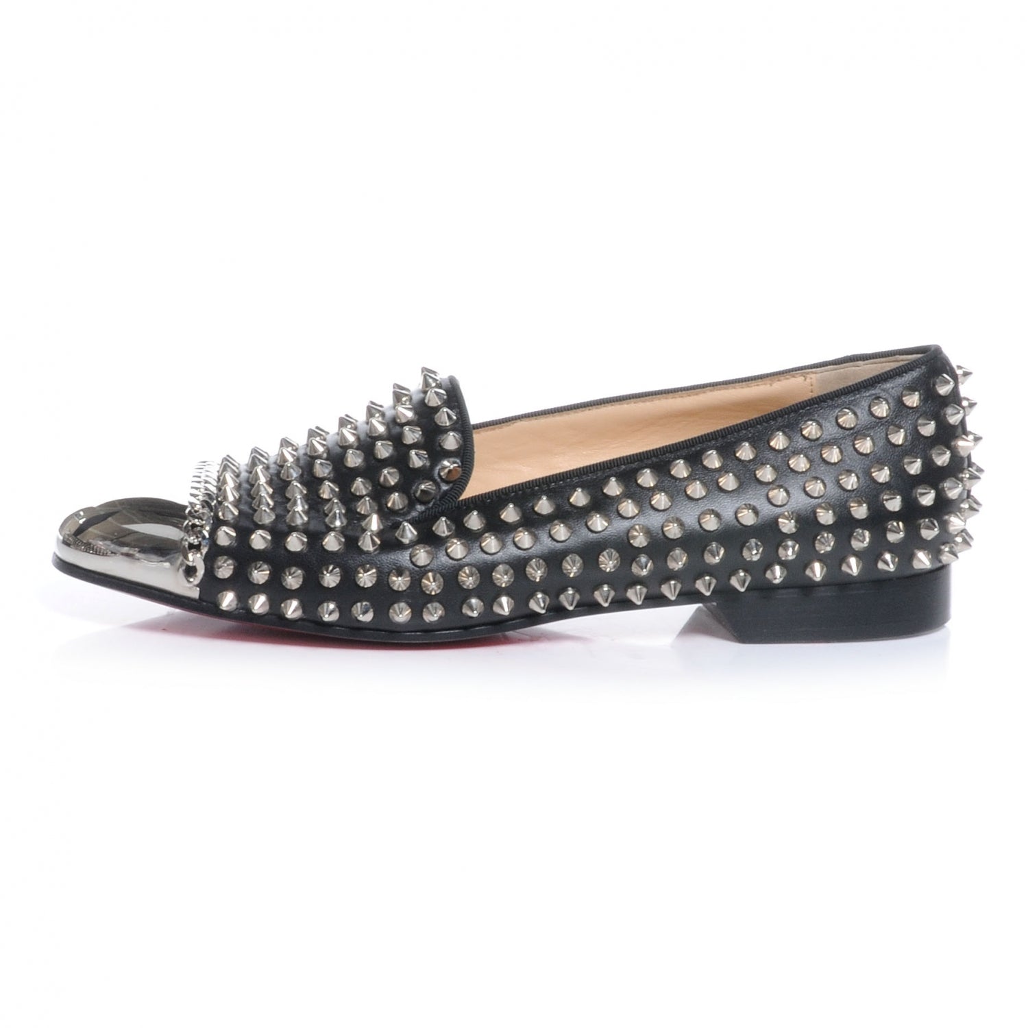 Christian Louboutin Leather Glitz Flat Loafers 40 Black 1 of 7