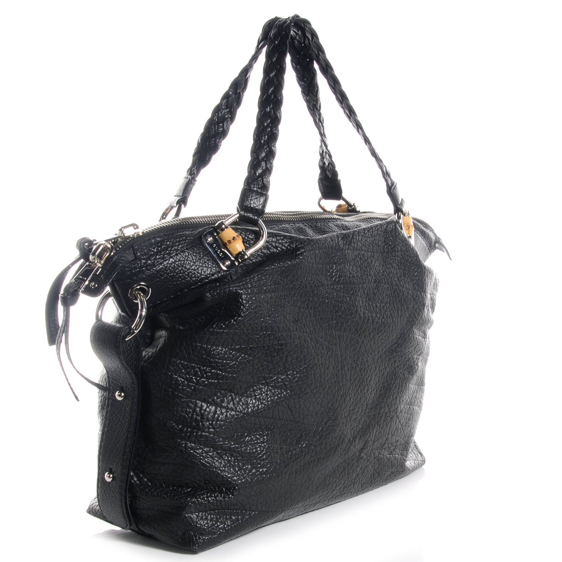 Gucci Leather Bamboo Bar Large Shoulder Bag Black 3 of 7