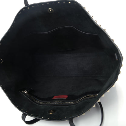 Valentino Garavani Grained Calfskin Rockstud Shoulder Tote Black 4 of 11