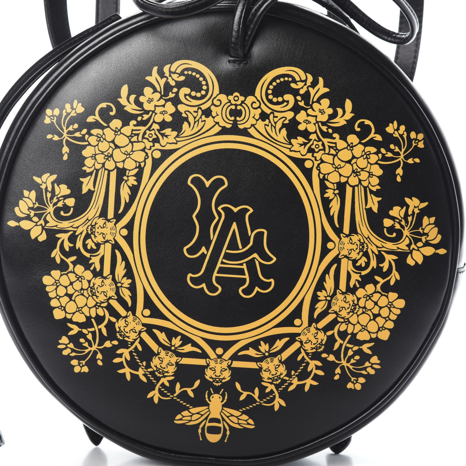 Gucci Calfskin LA Round Backpack Black Gold 6 of 8