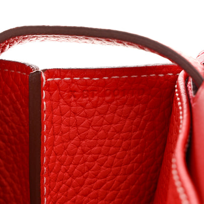 Hermes Taurillon Clemence Verso Halzan 31 GM Rouge Casaque Vermillion 7 of 11