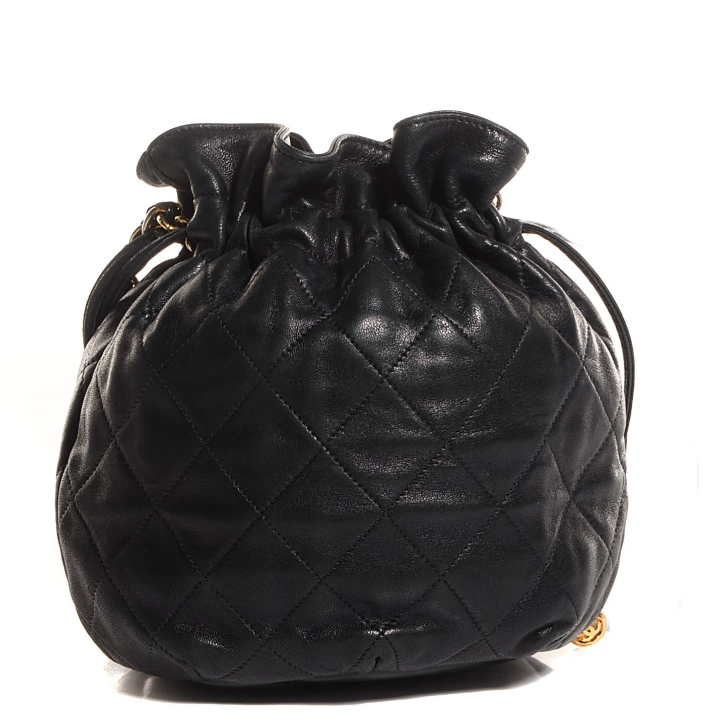 Lambskin Drawstring Pouch Bag Black