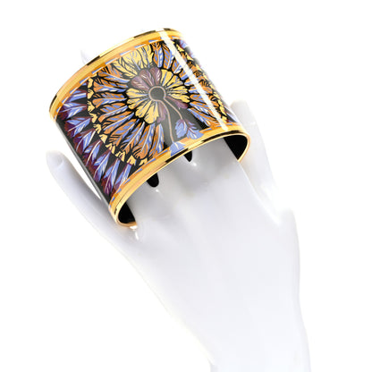 Hermes Enamel Printed Mega Wide Brazil Bracelet 70 Black 2 of 5
