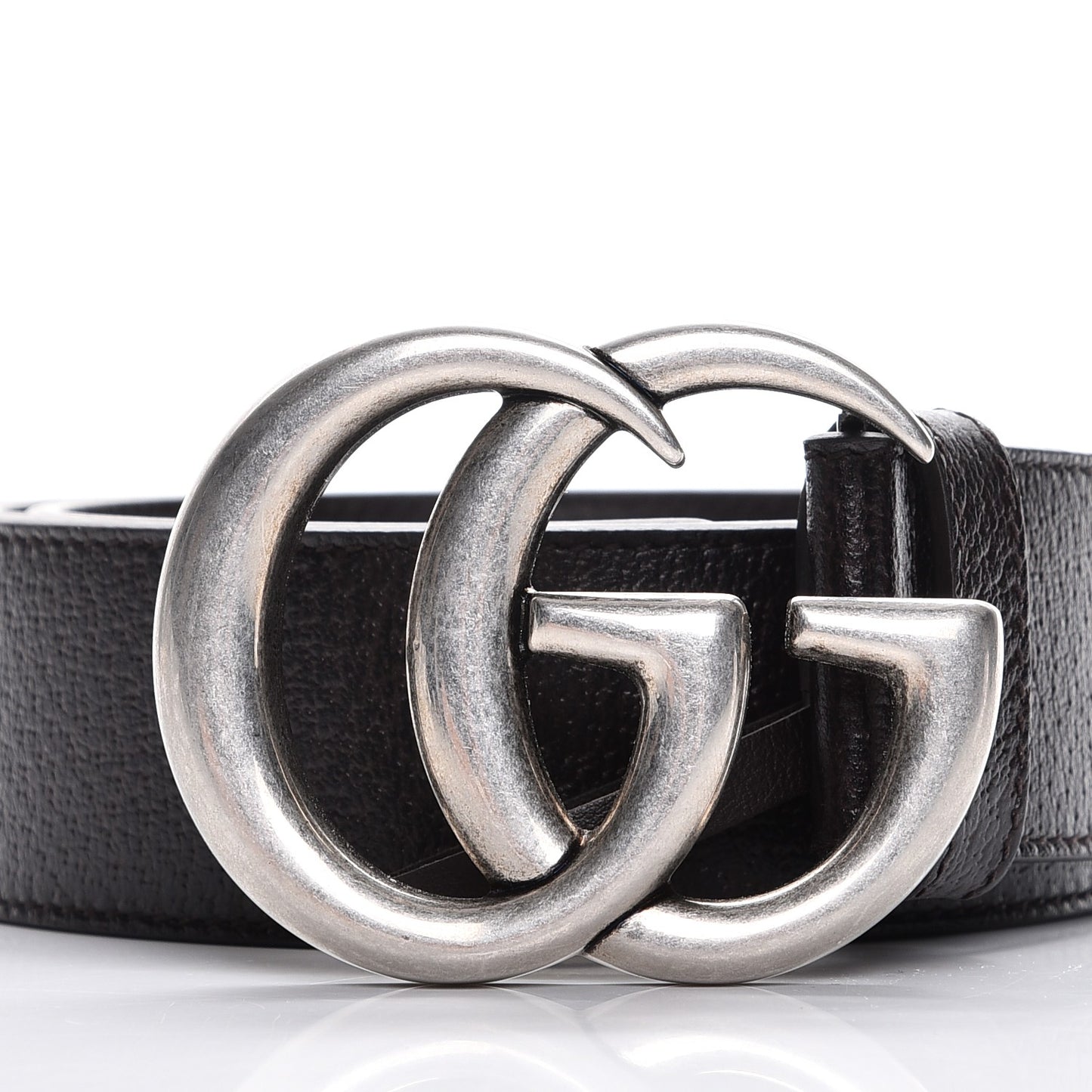 Textured Dollar Calfskin Nickel Double G 40mm Belt 100 40 Dark Cocoa