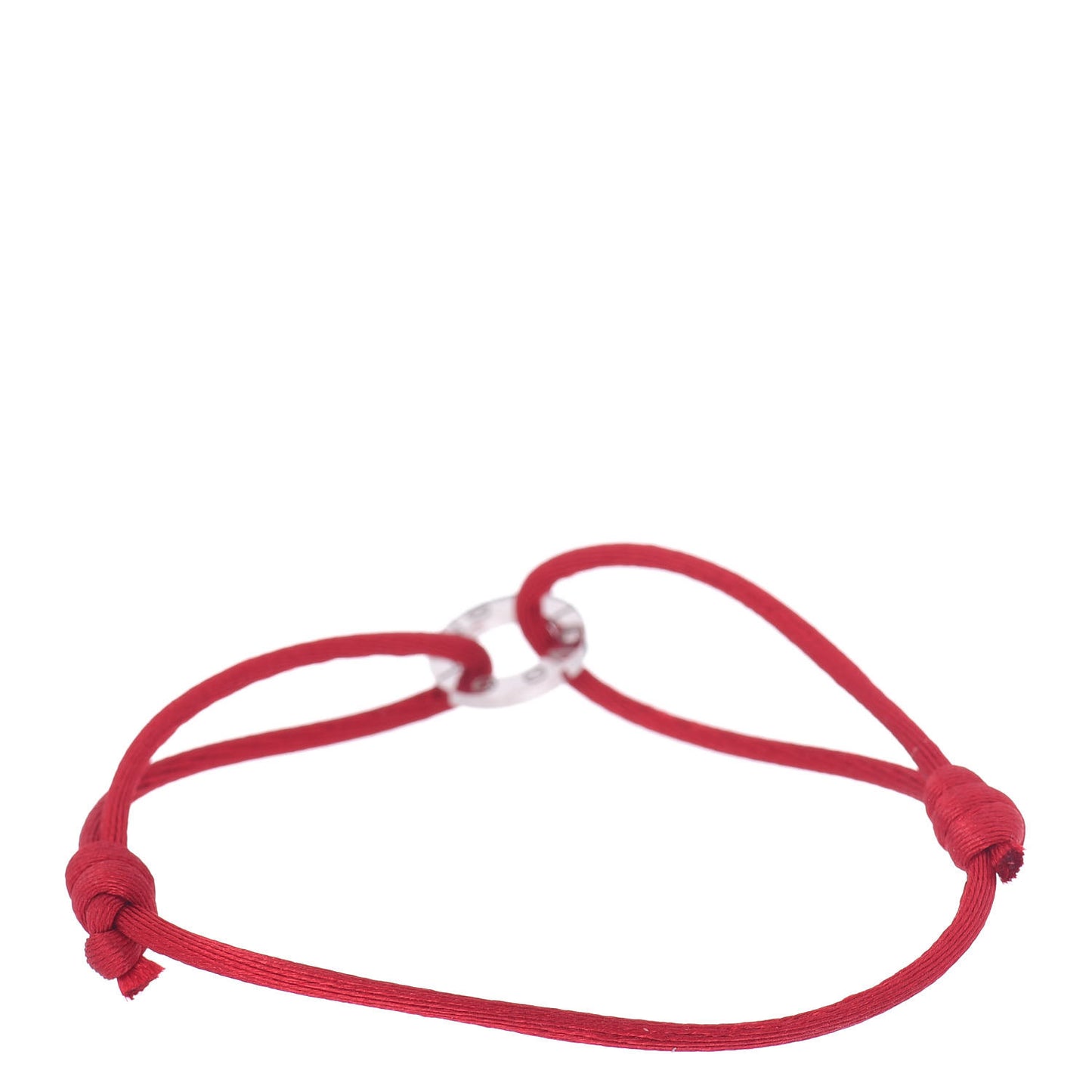 18K White Gold Diamond LOVE Cord Bracelet Red