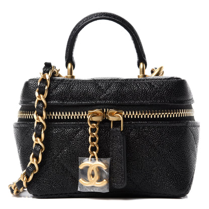 Chanel Caviar Quilted Mini Top Handle Vanity With Chain Black 1 of 8