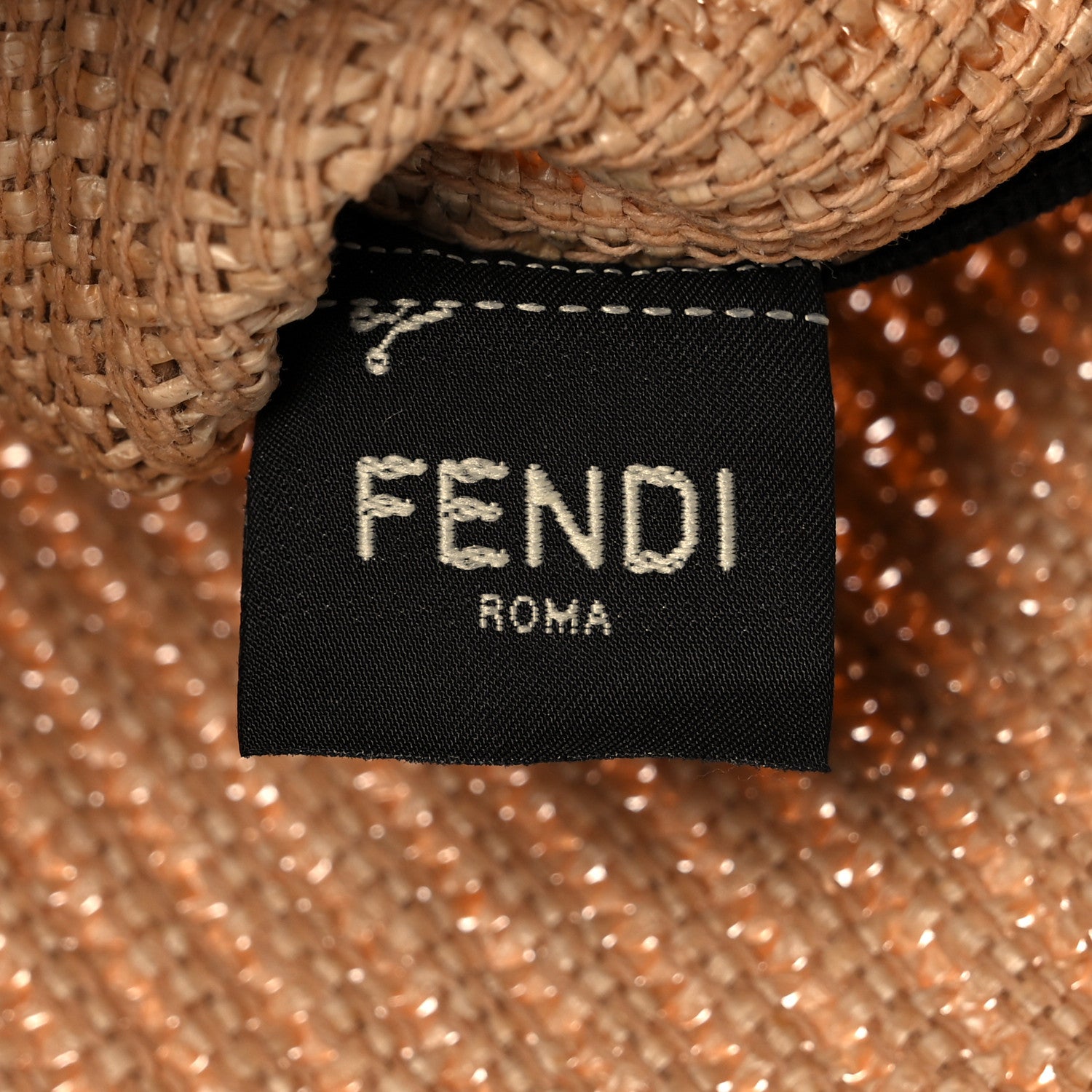 Fendi Straw Vitello King Logo Woven Large Flat Pouch Paglia Black 6 of 9