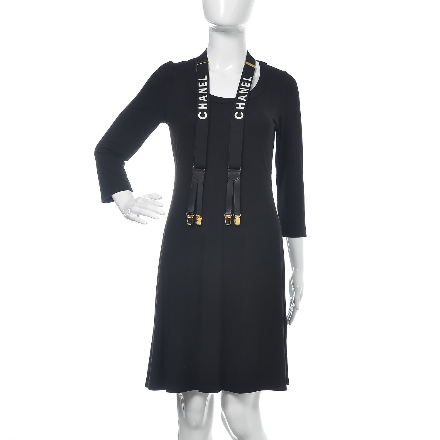 Chanel Logo Suspenders Black White 2 of 8