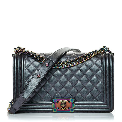 Chanel Iridescent Goatskin Quilted Medium Boy Flap Purple 1 of 7