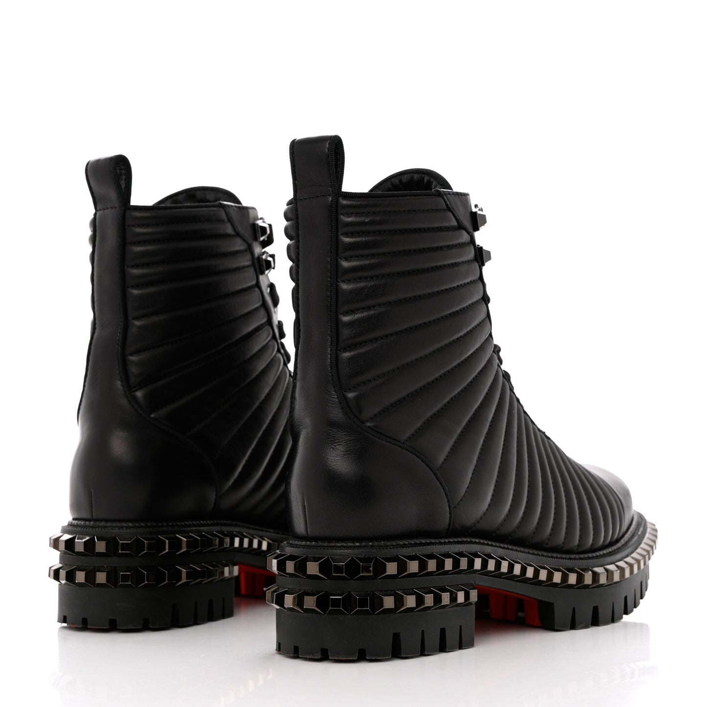 Calfskin Quilted Yetota Combat Boots 39.5 Black