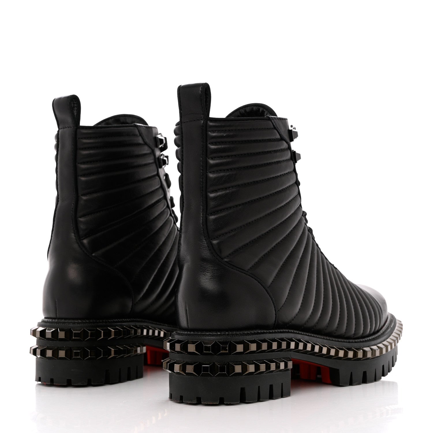 Christian Louboutin Calfskin Quilted Yetota Combat Boots 39.5 Black 4 of 8