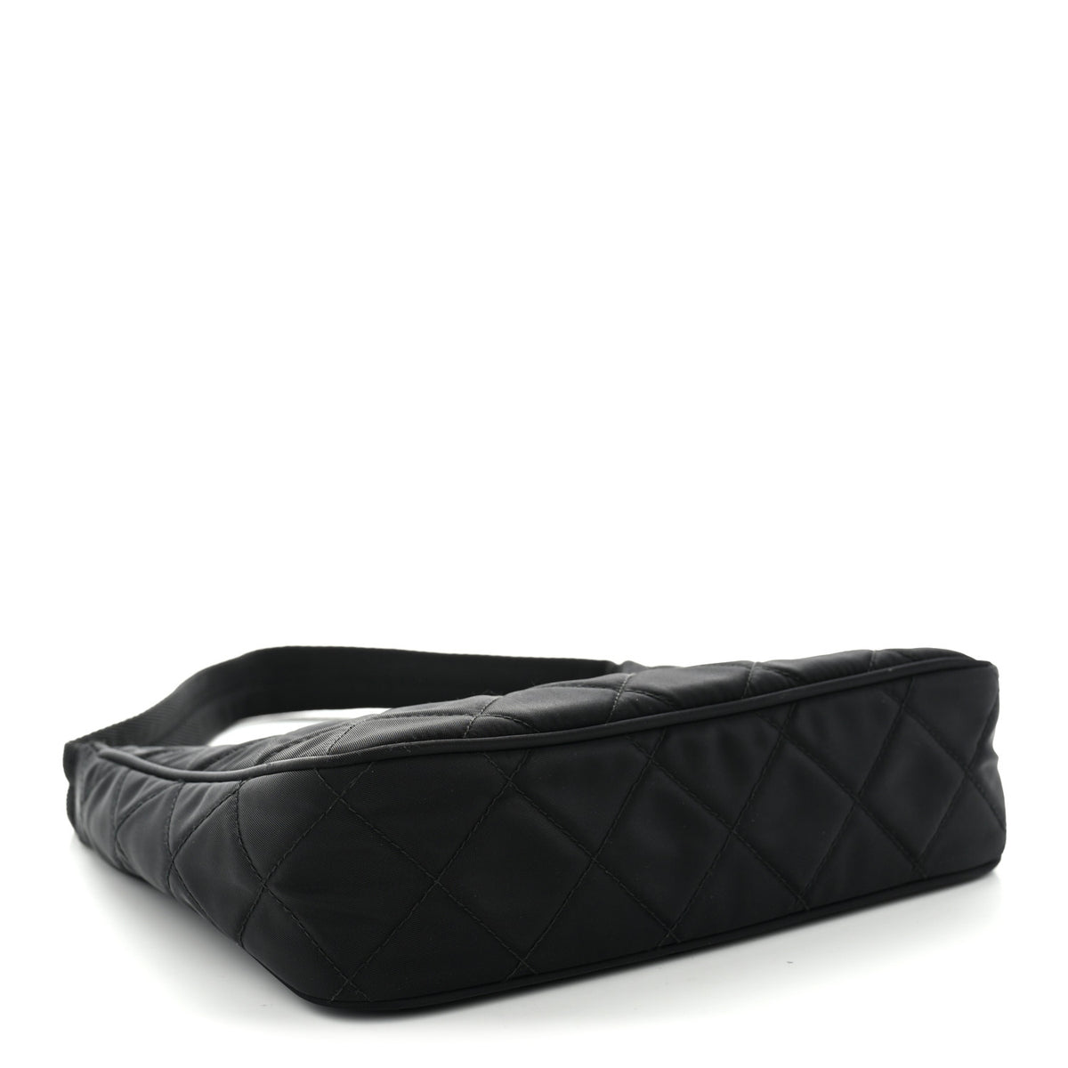 Prada Tessuto Nylon Stitched Shoulder Bag Black 4 of 10