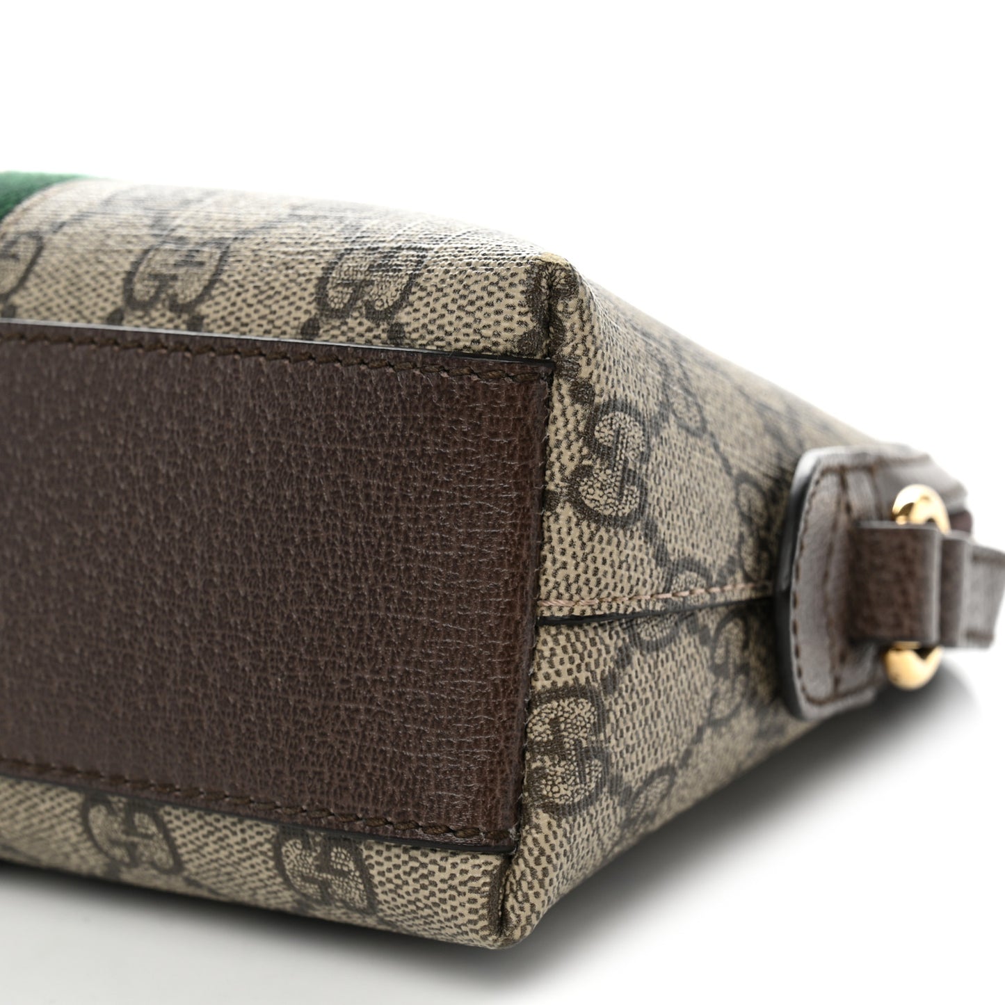 GG Supreme Monogram Textured Dollar Calfskin Web Small Ophidia Dome Shoulder Bag Beige Ebony New Acero