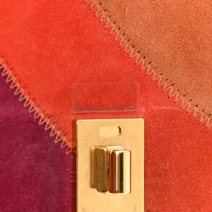 Chloe Calfskin Suede Rainbow Patchwork Drew Shoulder Bag Caramel 10 of 13