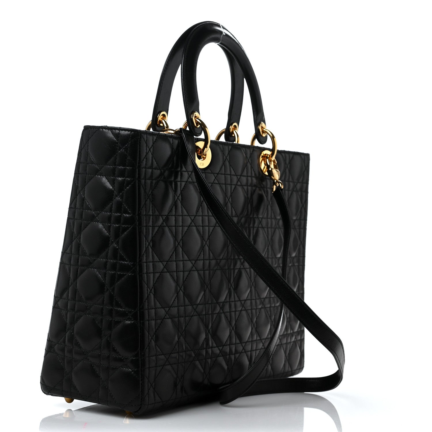 Christian Dior Lambskin Cannage Large Lady Dior Black 3 of 9