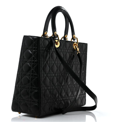Christian Dior Lambskin Cannage Large Lady Dior Black 3 of 9