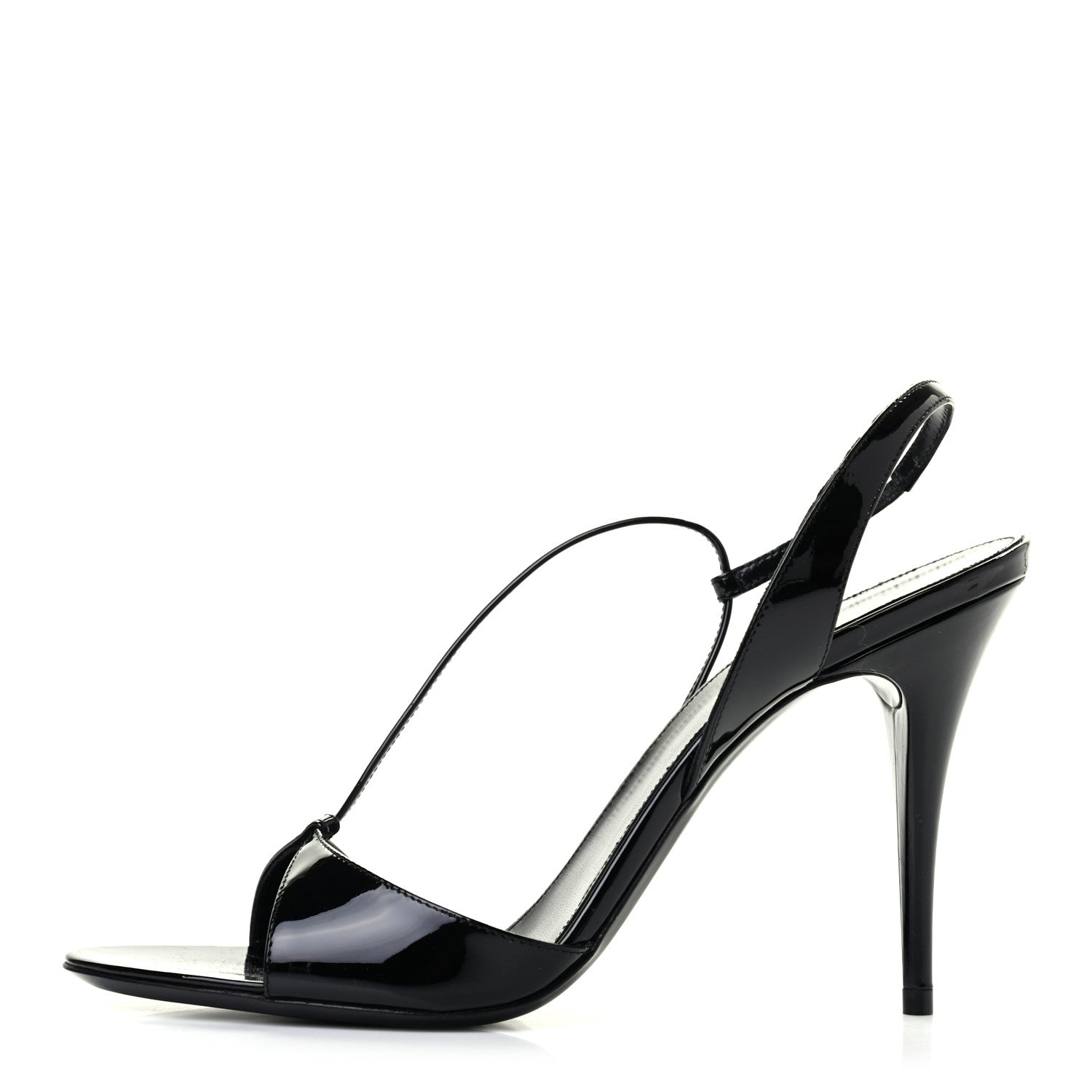 Saint Laurent Patent Calfskin Anouk 110 Sandals 39 Black 1 of 8