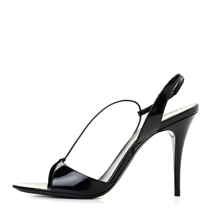 Saint Laurent Patent Calfskin Anouk 110 Sandals 39 Black 1 of 8