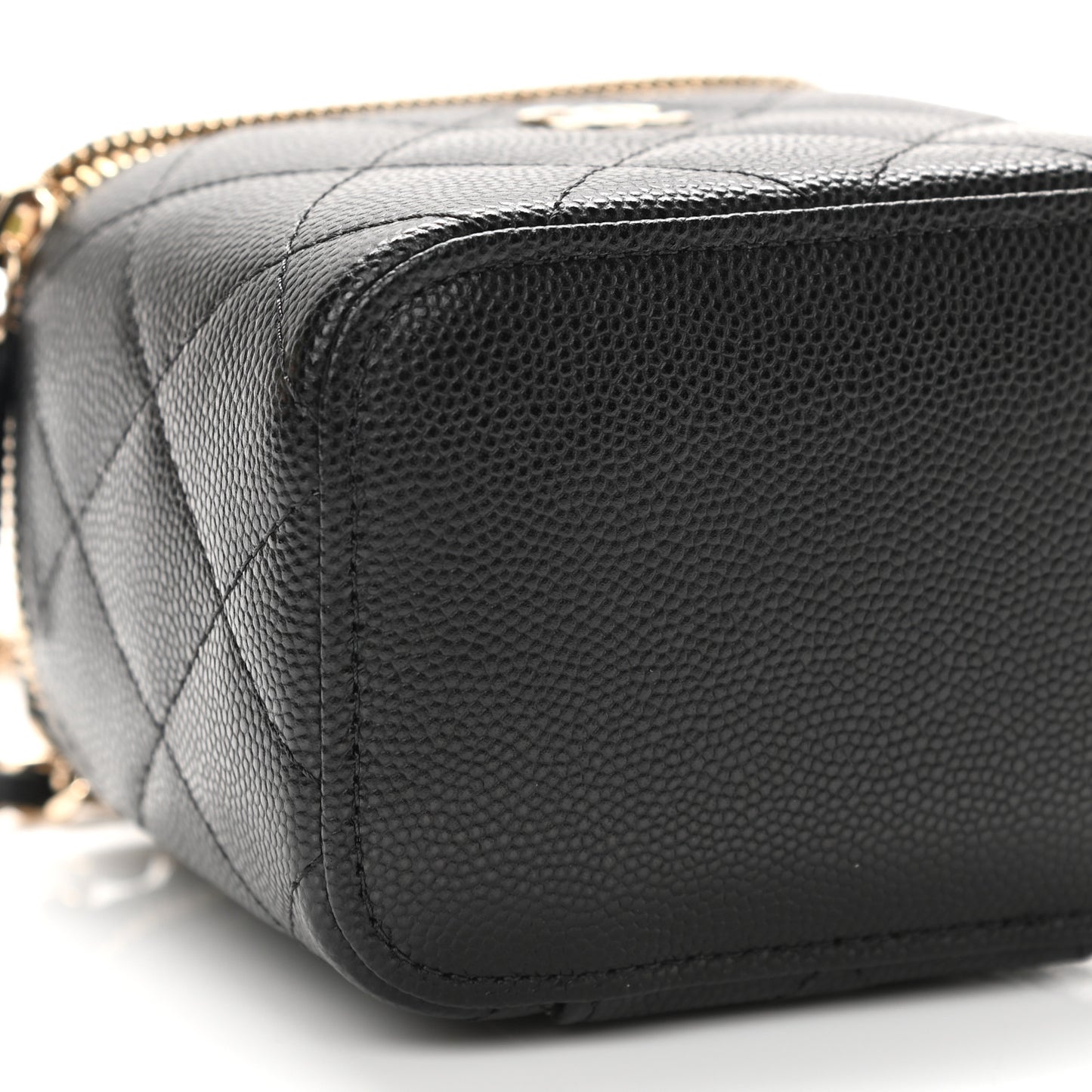 Caviar Quilted Mini Vanity Case With Chain Black