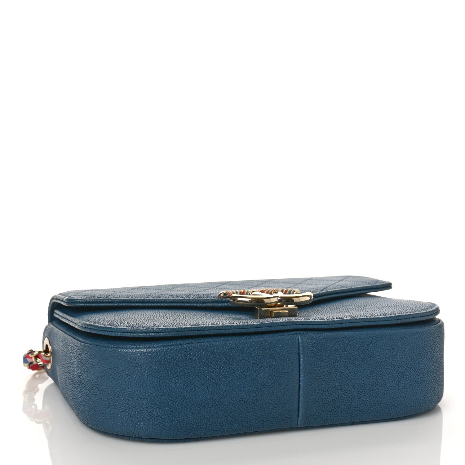 Chanel Grained Calfskin Quilted Medium Cuba Top Handle Flap Blue 4 of 10