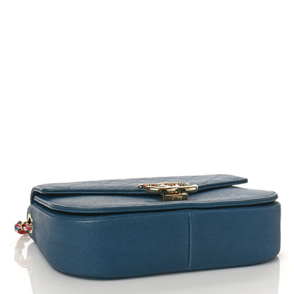 Chanel Grained Calfskin Quilted Medium Cuba Top Handle Flap Blue 4 of 10