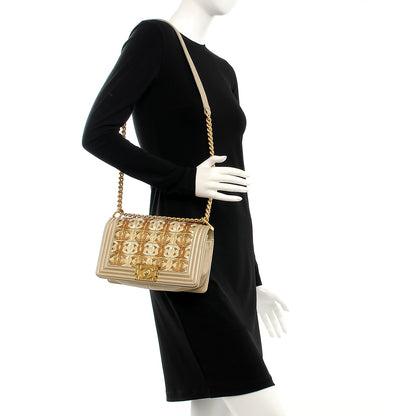 Chanel Metallic Lambskin Medium Golden CC Boy Flap Dark Gold 2 of 8