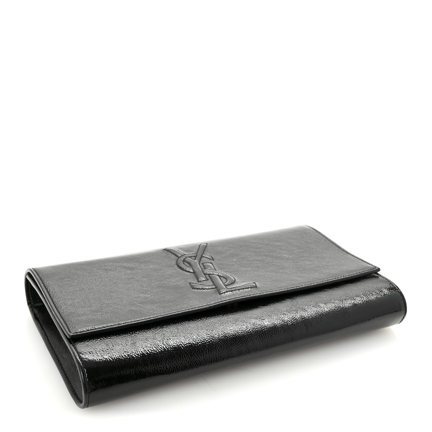 Textured Patent Monogram Large Belle De Jour Clutch Black