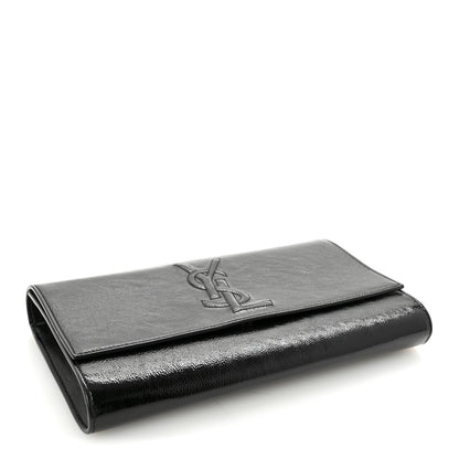 Saint Laurent Textured Patent Monogram Large Belle De Jour Clutch Black 4 of 6