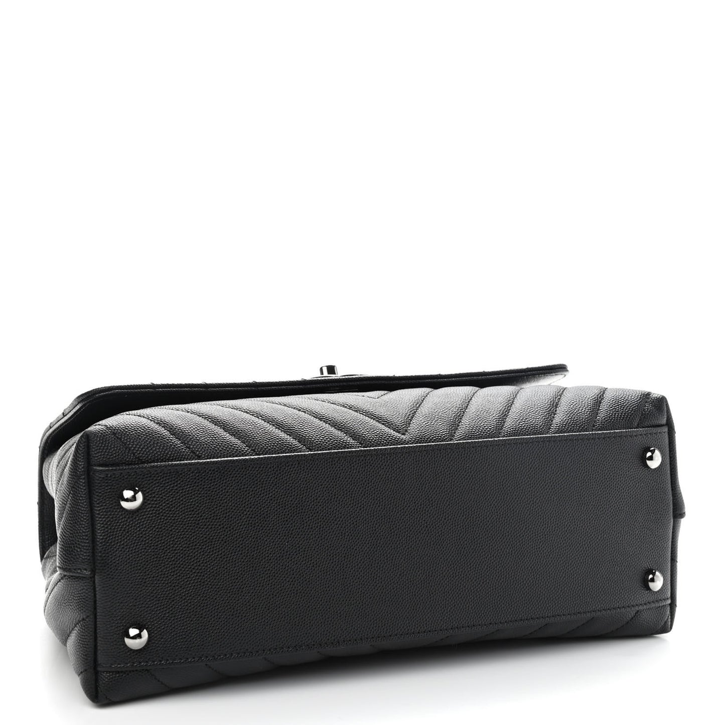 Caviar Chevron Quilted Small Coco Handle Flap Black