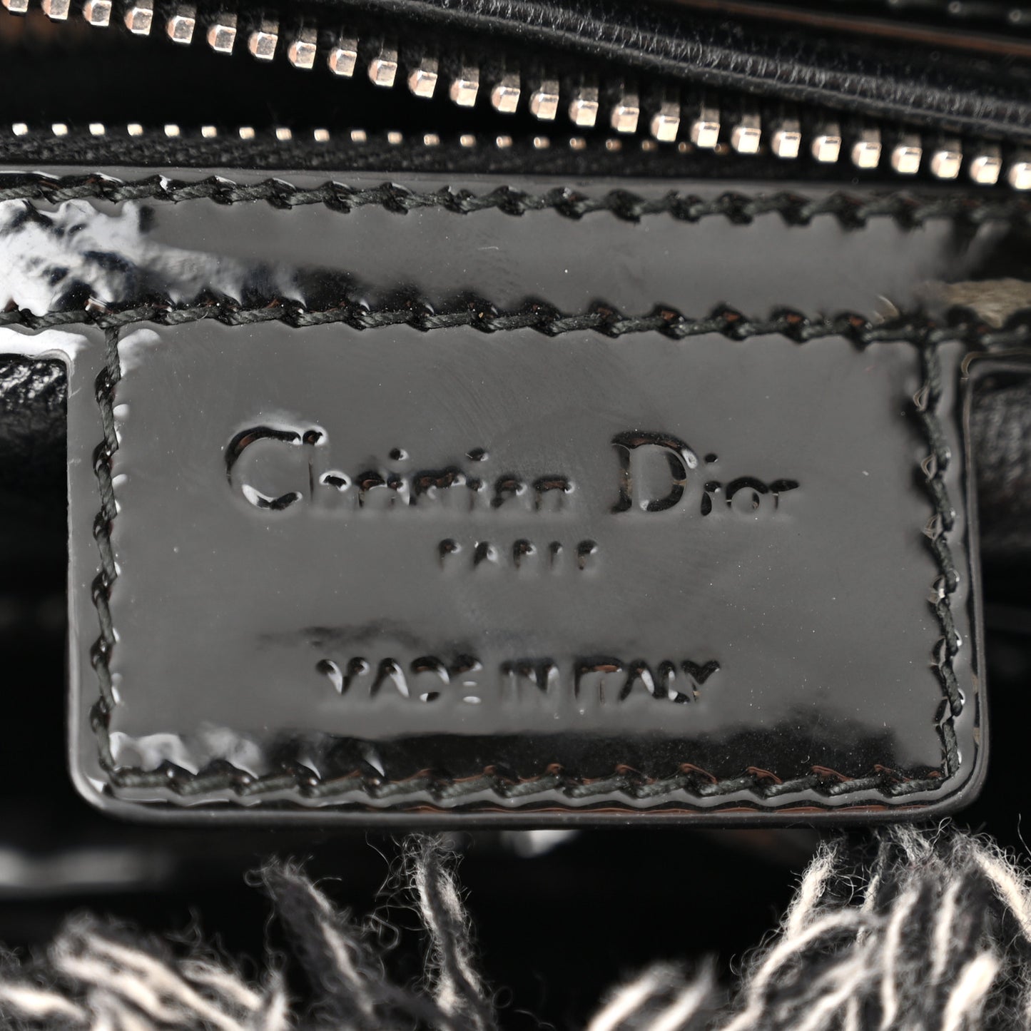 Denim Fringe Medium Lady Dior Grey