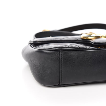 Gucci Calfskin Matelasse Mini GG Marmont Shoulder Bag Black 8 of 11