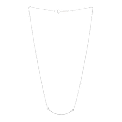 Tiffany 18K White Gold Diamond Small T Smile Pendant Necklace 3 of 5
