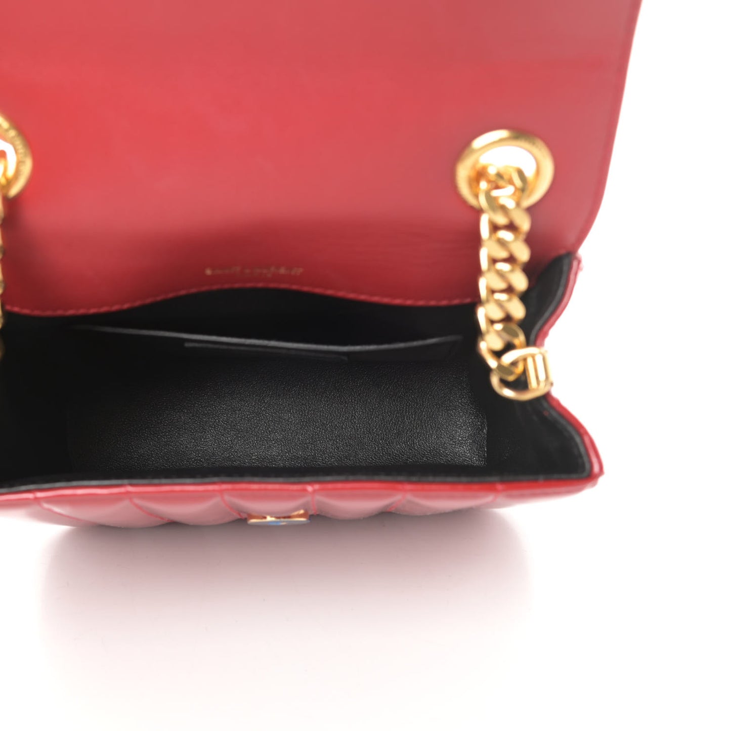 Patent Matelasse Monogram Small Vicky Chain Bag Red