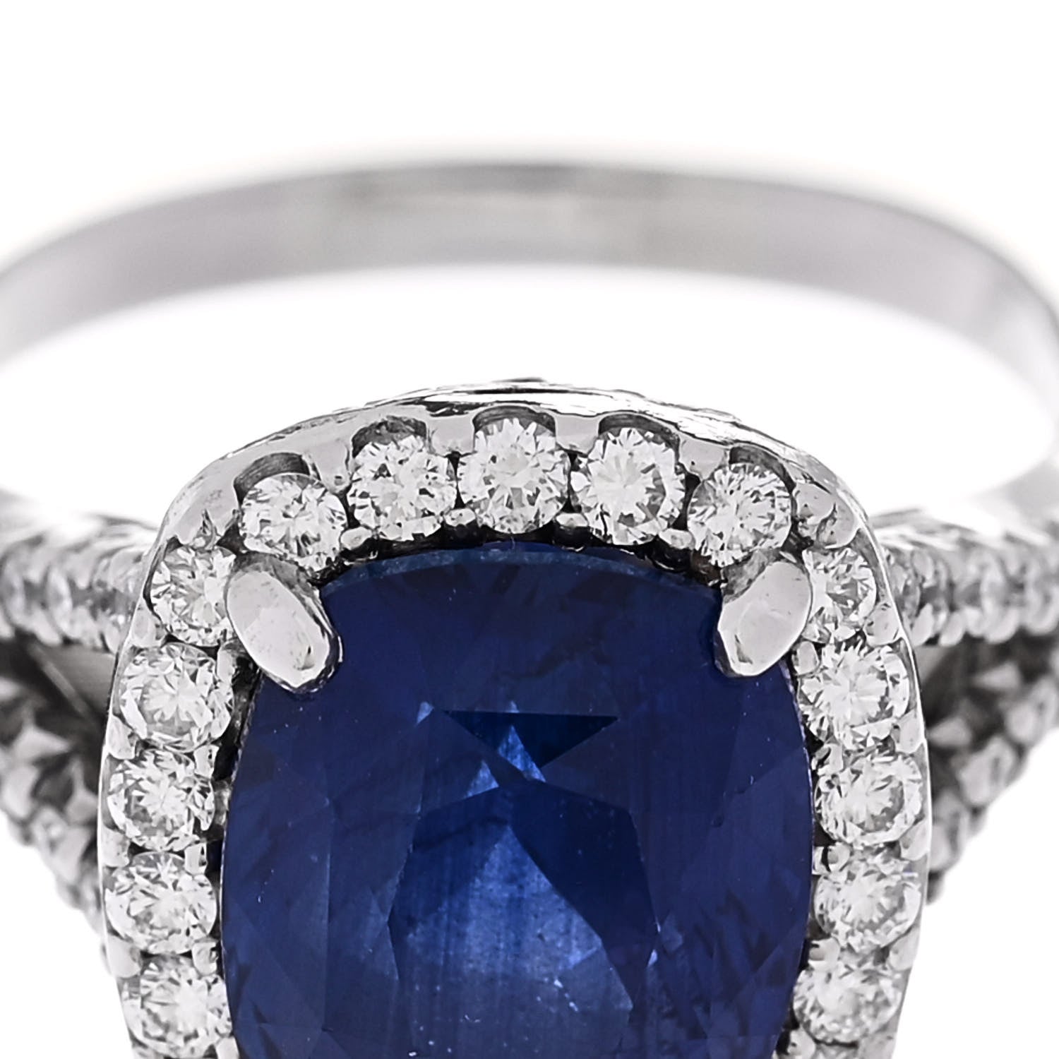 Roberto Coin PARKER & WEST BY FASHIONPHILE Platinum Diamond Tanzanite .66ctw Halo Split Shank Ring 51/5.75 7 of 9