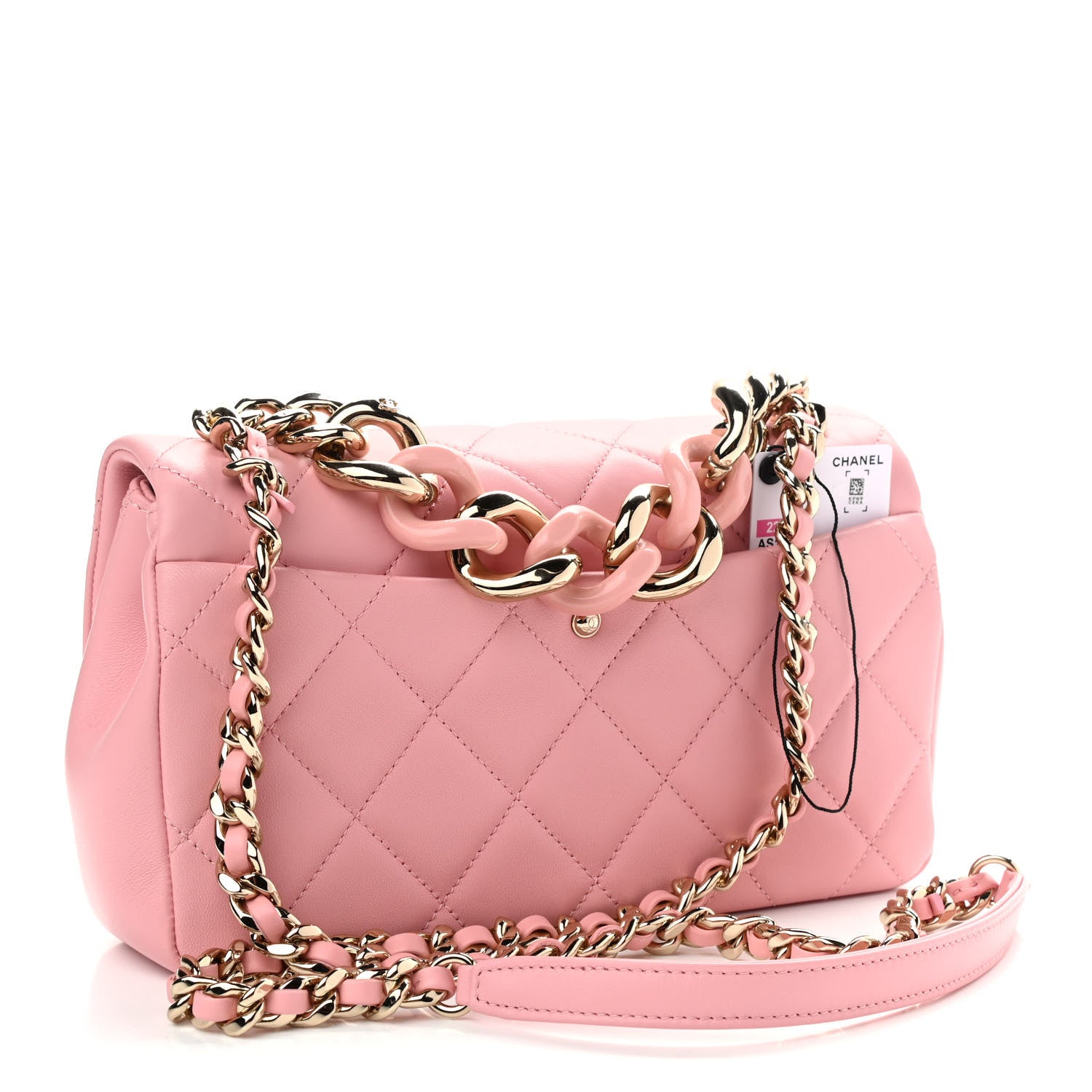 Chanel Lambskin Quilted Resin Bi-Color Chain Flap Bag Pink 3 of 9