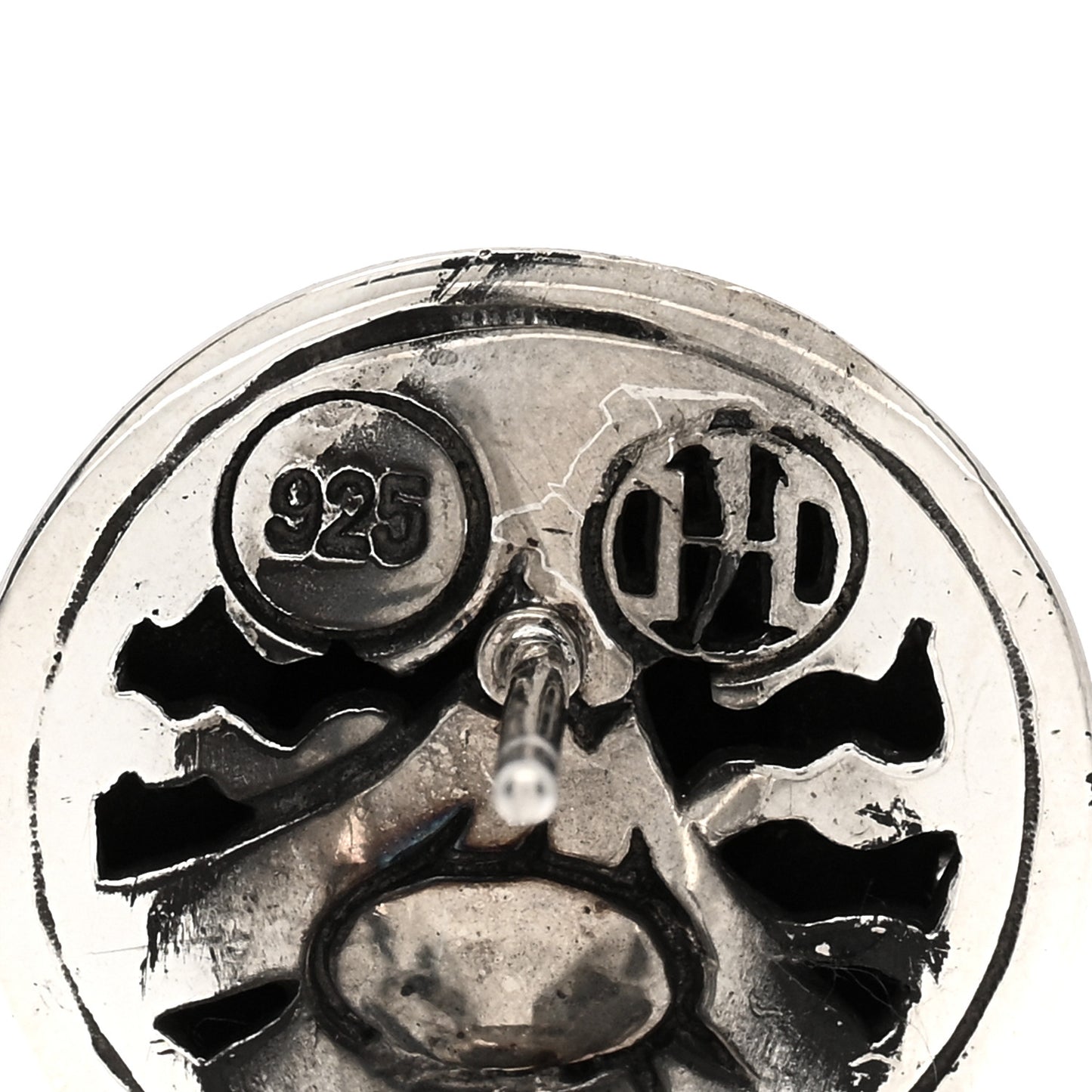 Sterling Silver Classic Chain Round Hammered Stud Earrings