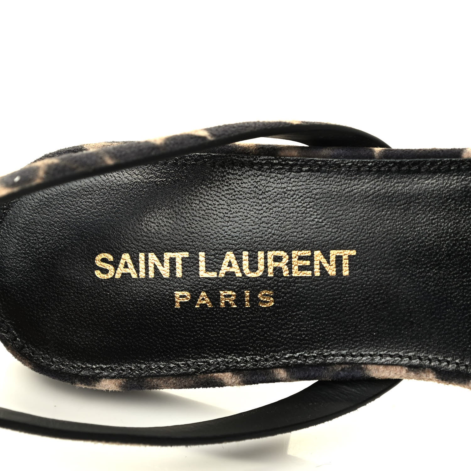 Saint Laurent Suede Leopard Print Tribute 05 Ankle Strap Sandals 36.5 Russian Beige 6 of 7