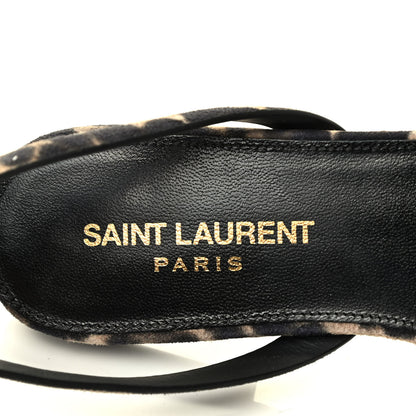 Saint Laurent Suede Leopard Print Tribute 05 Ankle Strap Sandals 36.5 Russian Beige 6 of 7