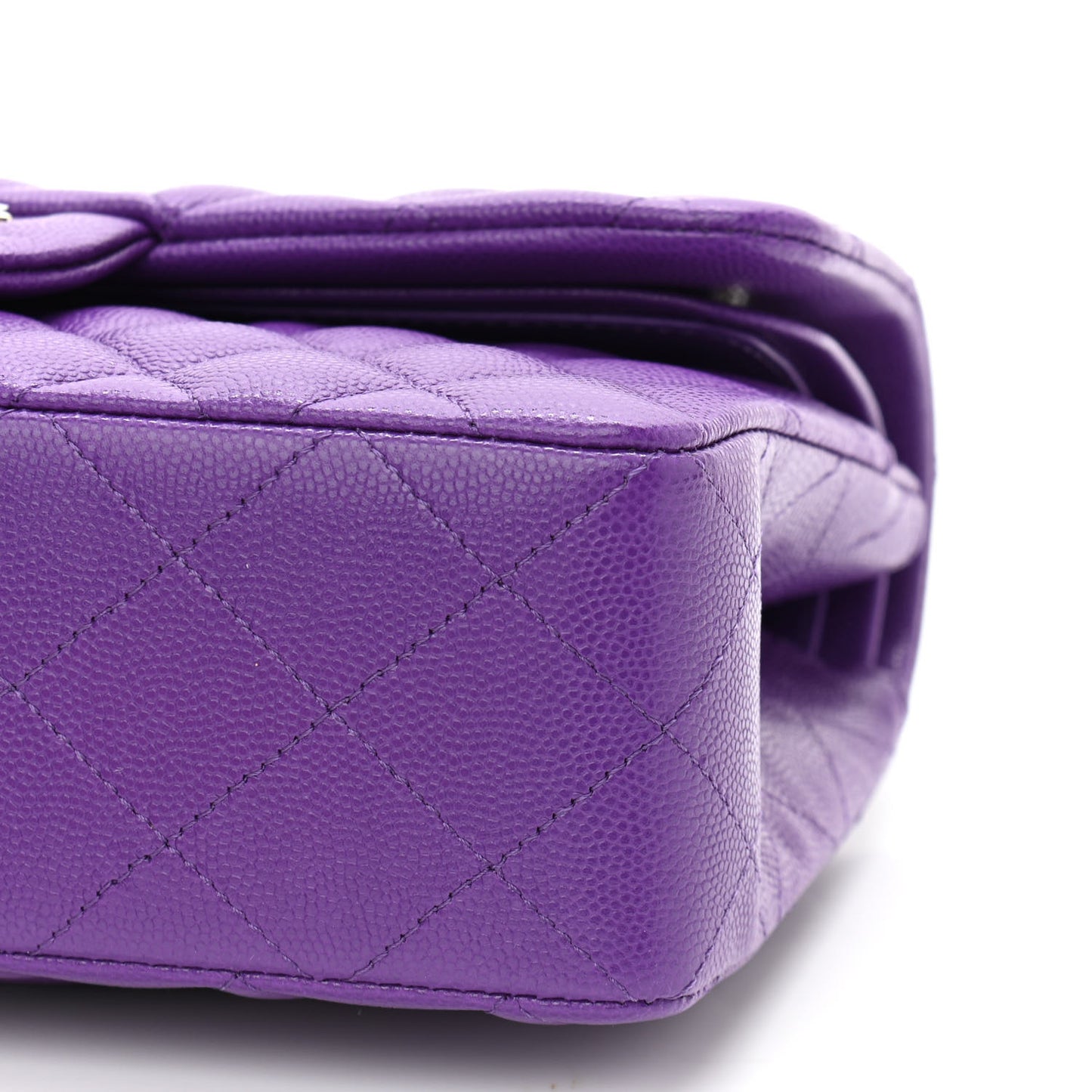 Caviar Quilted Small Double Flap Dark Purple